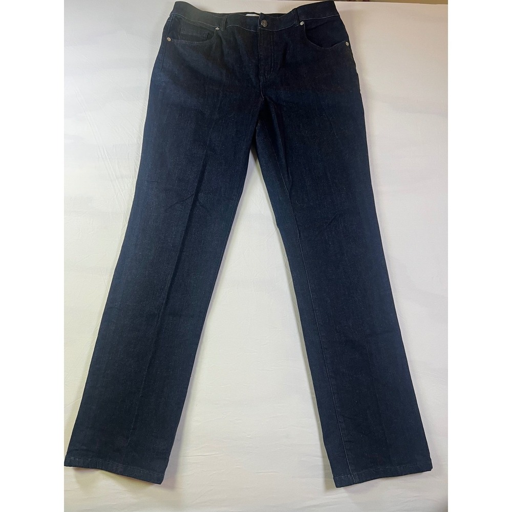 Isaac Mizrahi Womens Jeans Straight Leg Stretch Dark Wash Indigo 12